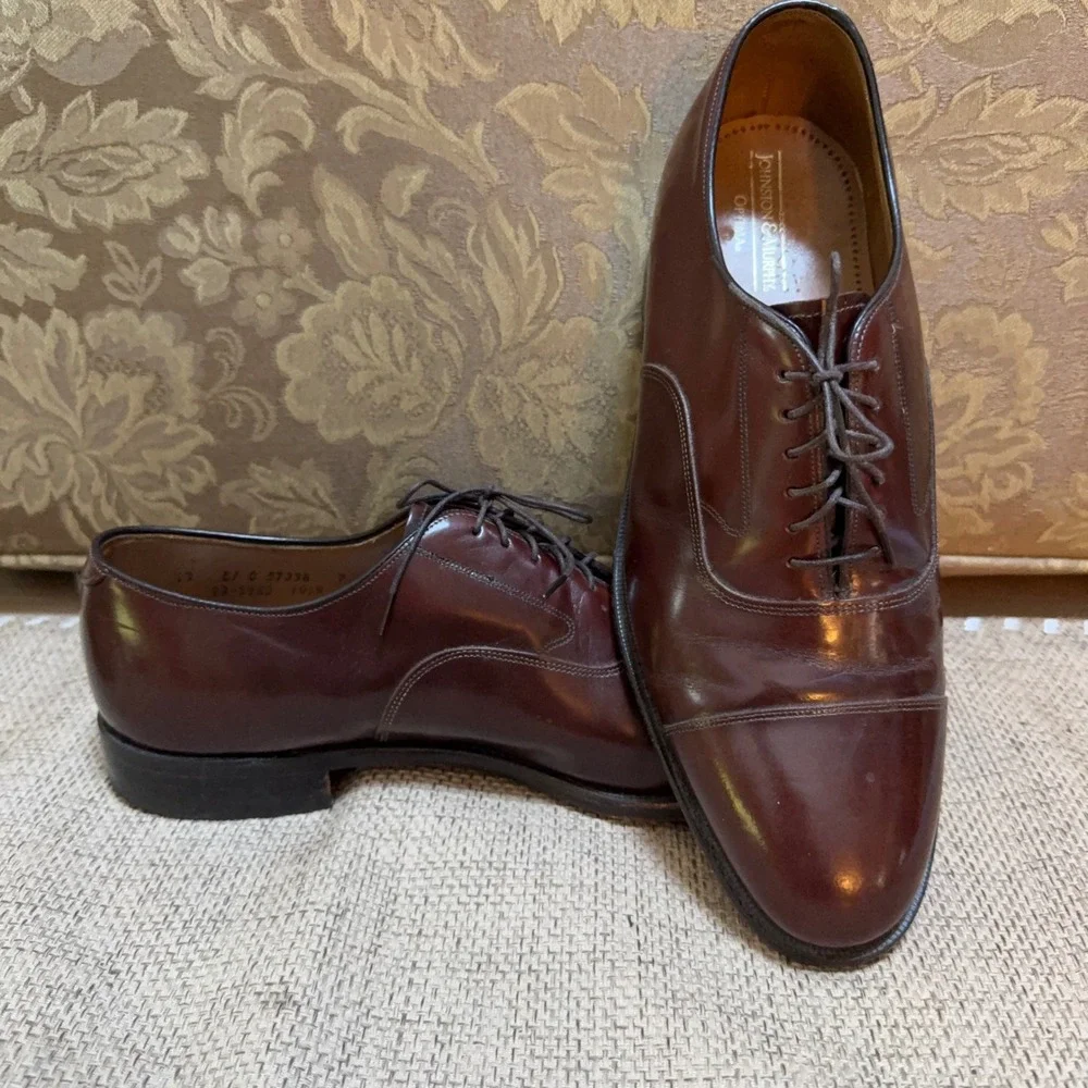 Johnston & Murphy Optima Oxford 10.5 C Burgundy Leather Cap Toe Made in USA